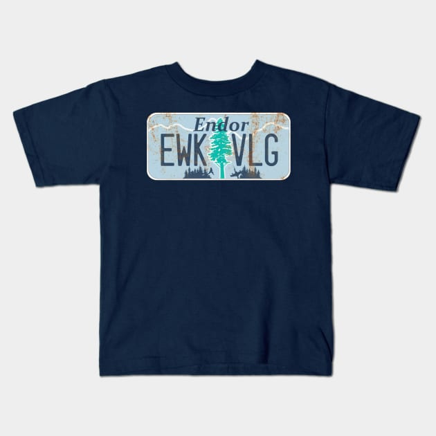 Endor License Plate Kids T-Shirt by Meat Beat